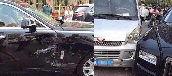 五菱撞上劳斯莱斯 车主做法令人称赞