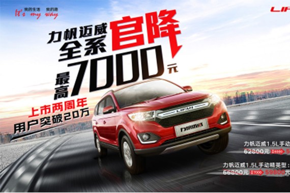 最高降幅达0.7万元 力帆迈威全系官降