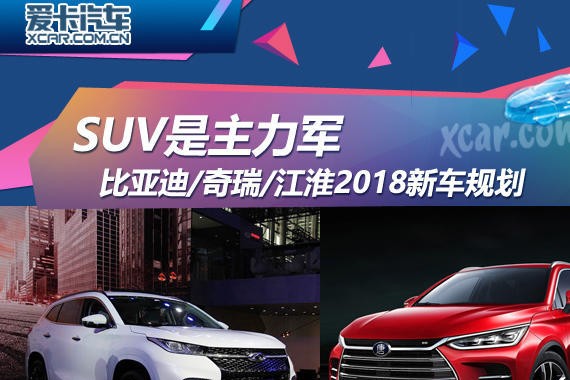 SUV是主力军 比亚迪/奇瑞/江淮2018规划