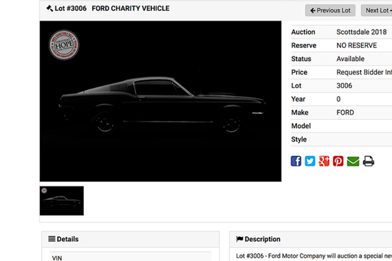 福特野马Bullitt车型 或将近期进行拍卖