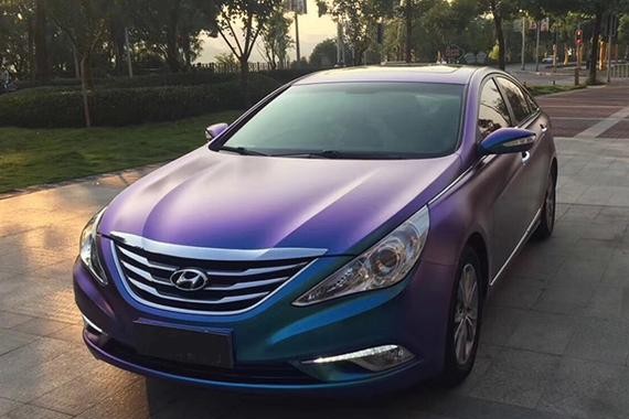 北京现代朗动车身改色钻石紫魅蓝贴膜效果图 两种魅丽的颜色