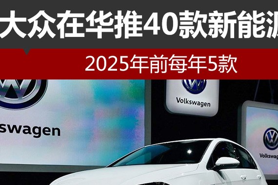 大众在华推40款新能源车 2025年前每年5款