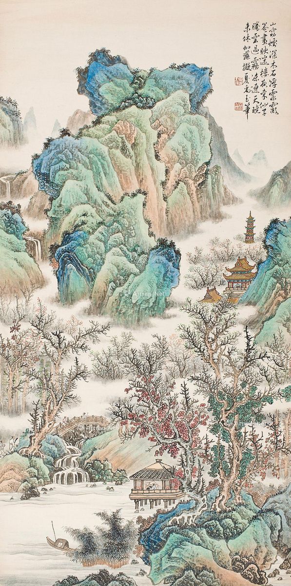 国宝《丝路山水地图》惊艳春晚,青绿山水画究竟有多美