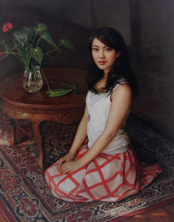 年轻画家油画中的少女,浪漫温柔,让人难忘