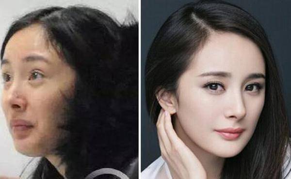 女星素颜丑到哭,杨幂塌脸,范爷大油田,只有她美出天际