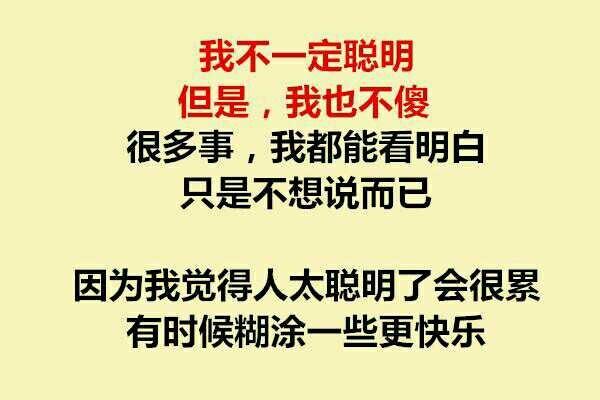 其实,谁都不傻,只是耍心机太累,还是糊涂一点好