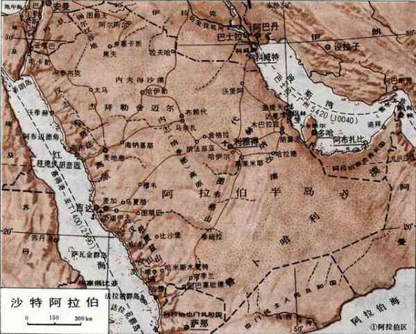 阿拉伯半岛地形图图片