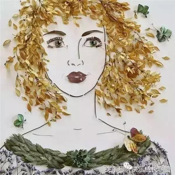 这么美的画都是用秋天的树叶做的|孩子|树叶|叶子
