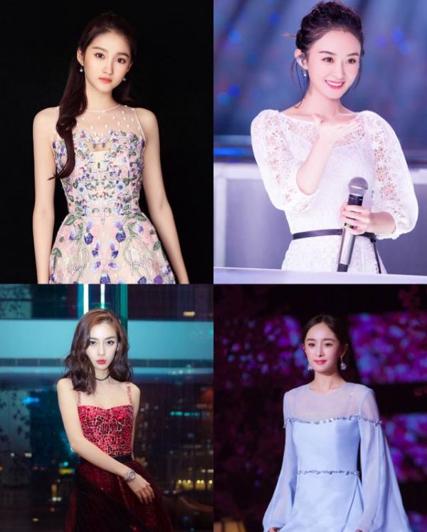 新年礼服,赵丽颖美如仙女,杨幂显得邋遢,最后关晓彤