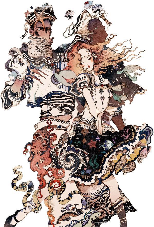 日本艺术家的插画艺术!颇有几分敦煌韵味!