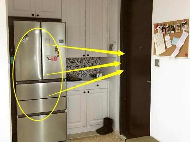 2, 门后不能放冰箱 冰箱摆放在厨房可以方便拿取食物进行加工处理,又