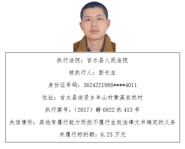年关将至,吉水法院又曝光一批老赖