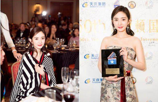 杨幂不哭！上次戛纳被拍到“竖中指”，这次晚宴礼服掉漆还正...
