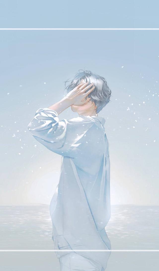愿您此生遇着一个蓝色笑容的白衣少年-插画师re°唯美
