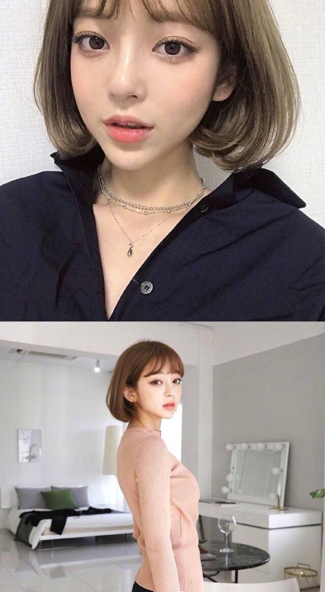 韩国女生示范的超美短发造型可为啥我的短发都.崩溃