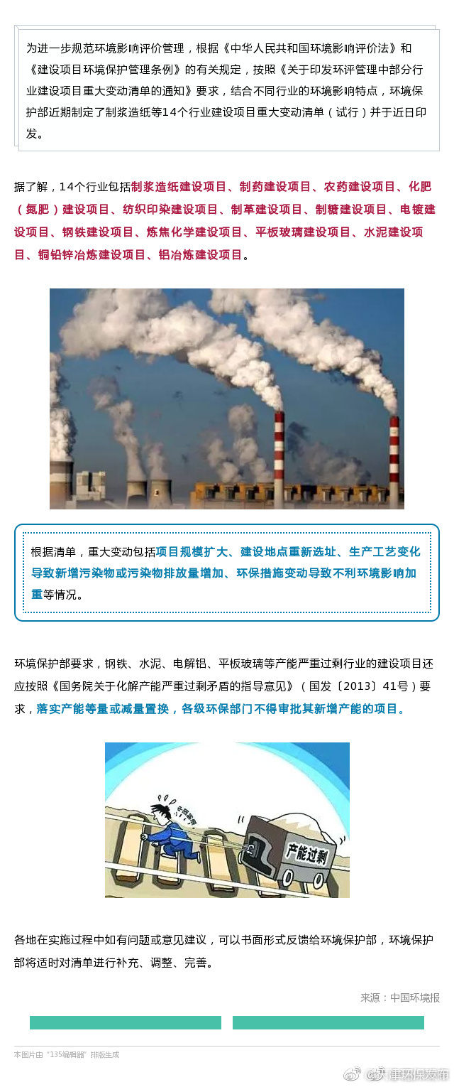 环保部清单出炉!这14个行业建设项目涉及重大
