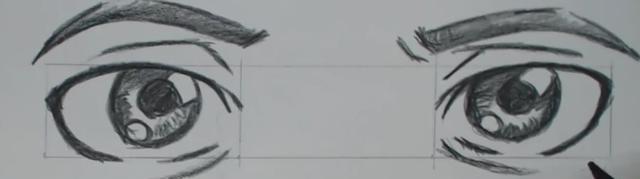 素描动漫人物少女眼睛