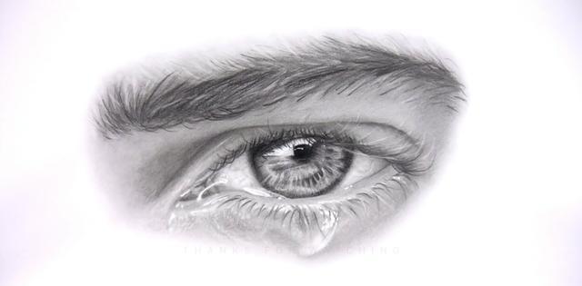 素描:流泪的眼睛(二),我内心的伤痛你应该知道!