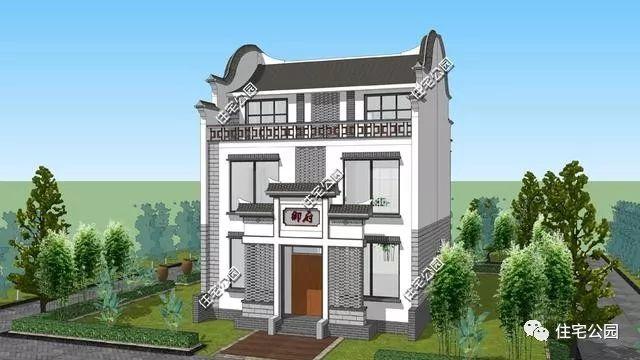 8x11米新农村别墅,前后采光经典中式民居风,2