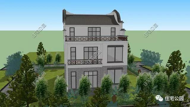 8x11米新农村别墅,前后采光经典中式民居风,2