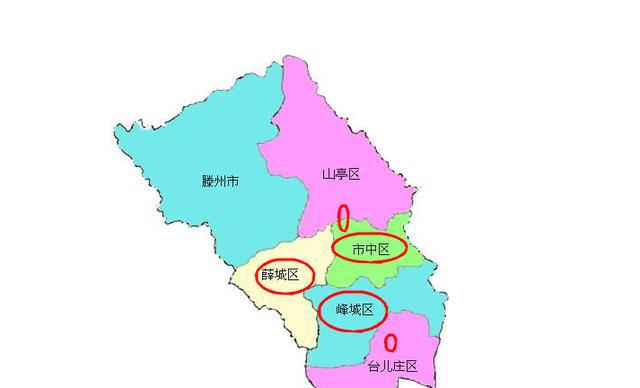 山东枣庄的五区一市的地图,枣庄的城区30年变