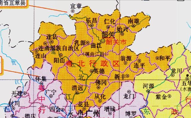 广东省曾经有粤东、粤西、粤北、粤中四大行政