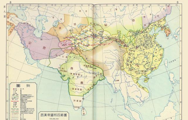 1955年版中国历史地图，此版唐朝疆域是我见过最大的，直达里海