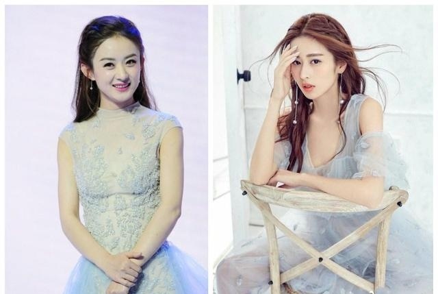 赵丽颖和颖儿不忍一岁,同穿长发,赵丽颖相差直校服女烫发型学生图片图片