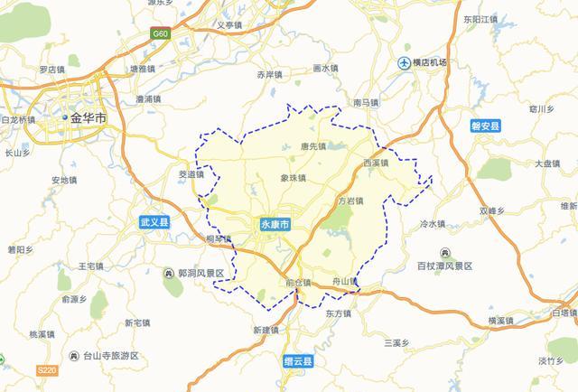 第七,永康市数据:面积1049平方公里,人口57.34万.