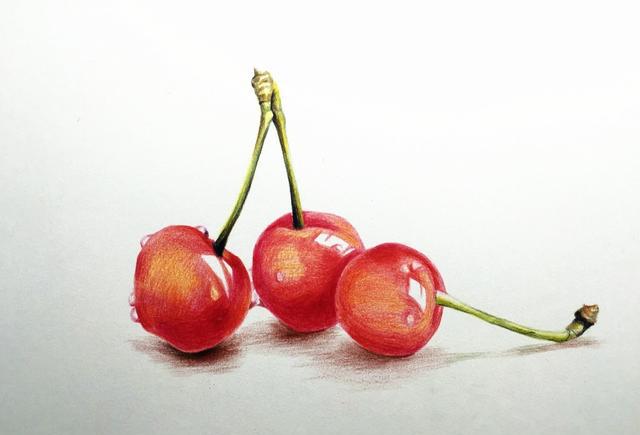 绘画教程|彩铅大樱桃