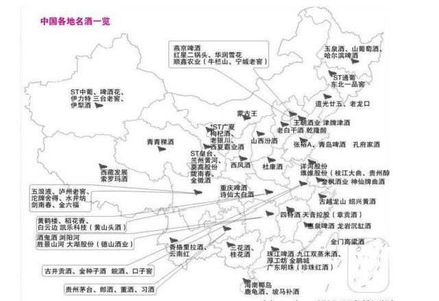 中国白酒品牌呈板块分布,川黔排第一,其余四大