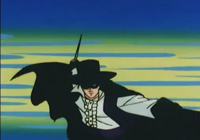 小时候看的黑衣蒙面行侠仗义的佐罗动画片,大