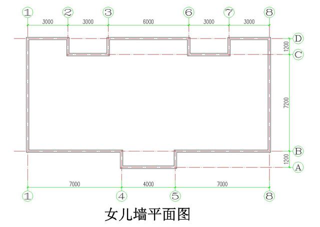 正文   [例题]:   如下图所示,为某建筑物屋面层平面图,女儿墙厚为240