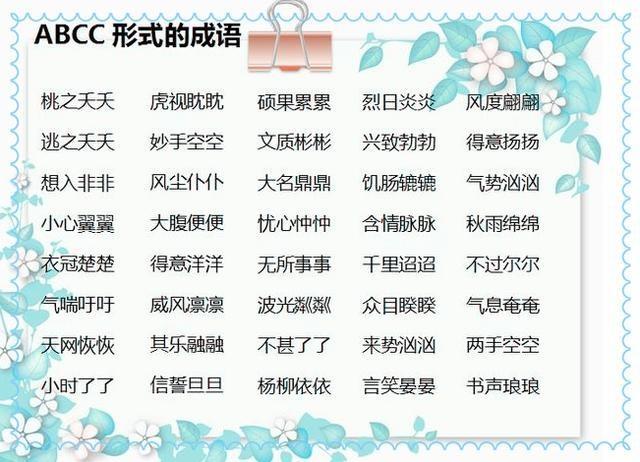 仅发一次!小学成语最全整理!ABB+ABAB+