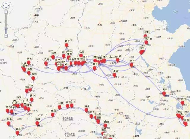 有人把李白杜甫一生的旅行足迹做了地图,忽然发现了不得了的事情