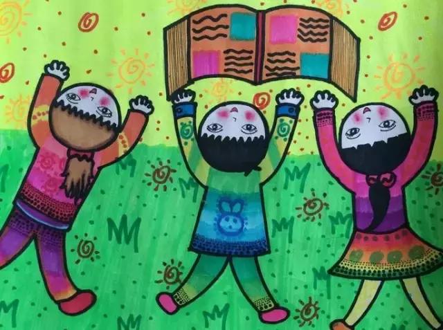 创意儿童画作品展示:做爱读书爱阅读的好孩子