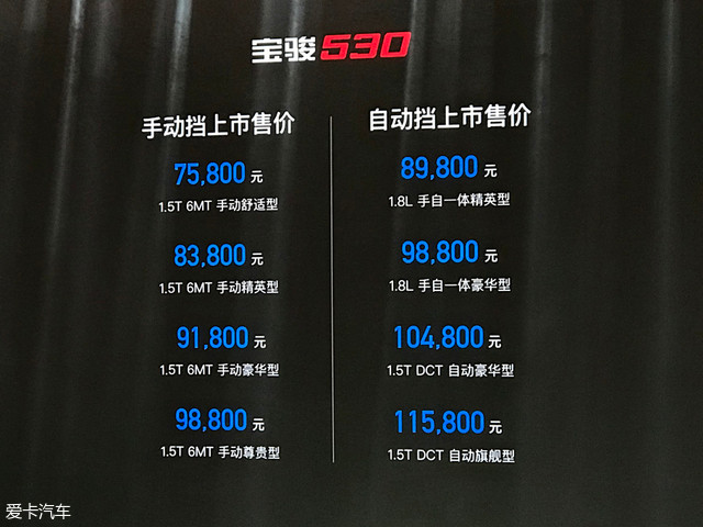 宝骏530正式上市 售价7.58-11.58万元
