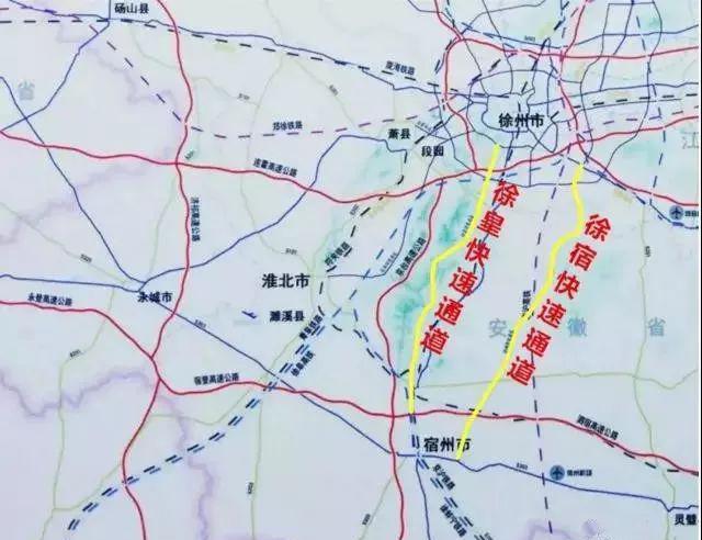 徐宿快速通道:从徐州新城区徐贾通道南延段向南,经宿州褚兰等镇,至