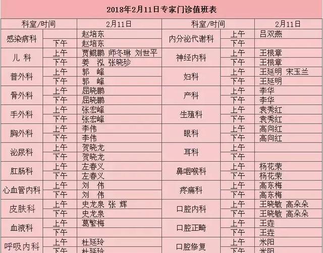 延大附院2018年春节放假通知(内附:专家门诊春