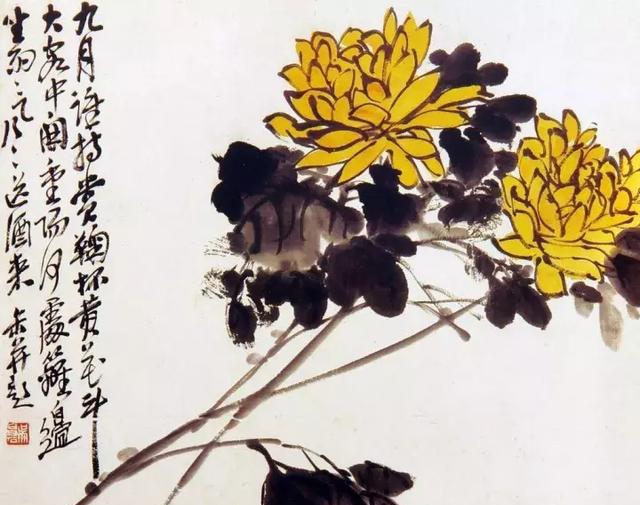 重阳佳节,吴昌硕的秋菊图正好下酒!