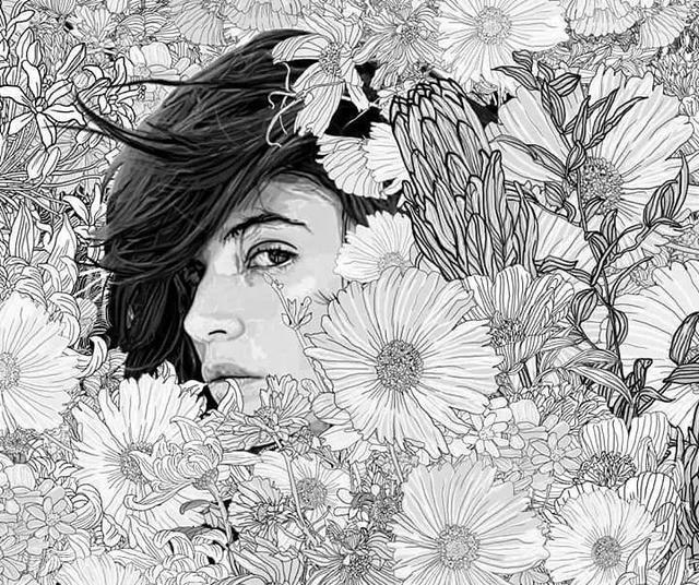 插画丨他把手绘线描画活了,女神们在花丛中优雅重生