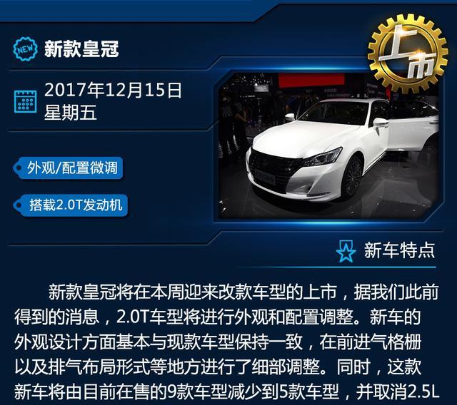 一周新车来袭，满怀期待的新款皇冠/蔚来ES8等，看看有你的菜吗