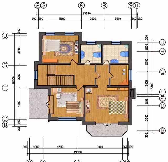 15x15m双层实用型农村轻钢别墅，带独立车库