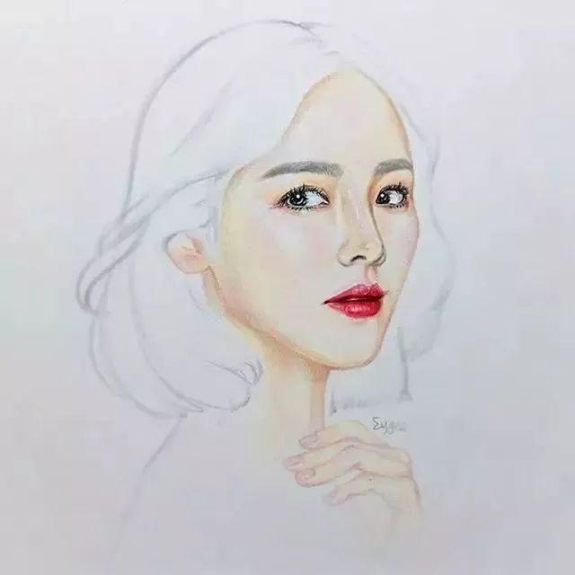 彩铅作品: 最清新的彩铅头像都在这里了