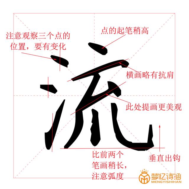 硬笔书法教程——撇折,撇折点