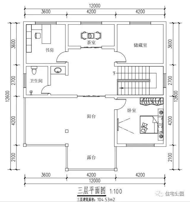 5乘12建房图纸,宽5米x12米房子图三层 关注新型房屋,每天分享农村建房案例,农村别墅图纸,建房,装修知识.