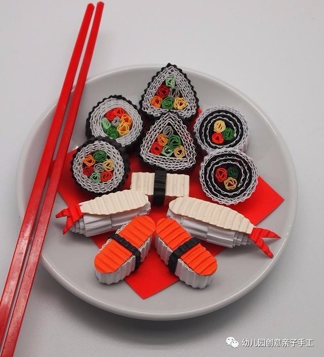 幼儿园亲子手工之瓦楞纸创意教程,寿司粽子帽