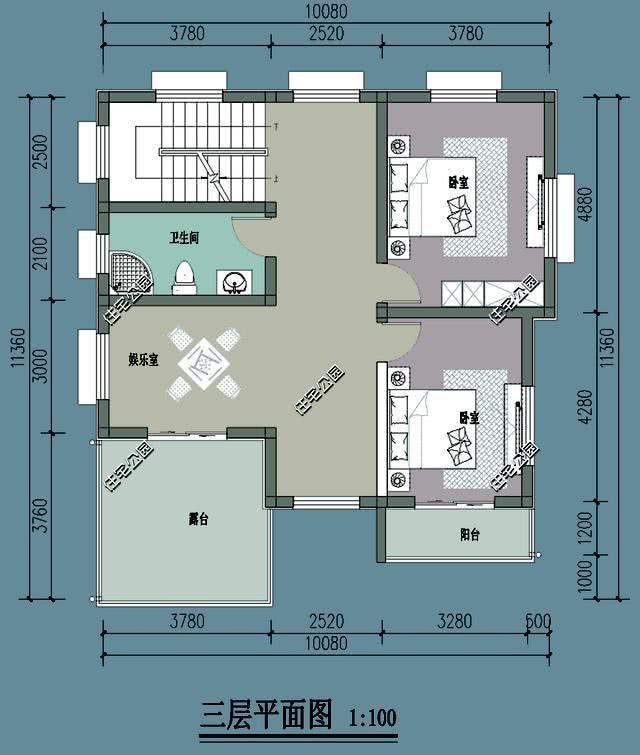 农村建房做民宿,10米x11米层层露台,这个平面图方案就