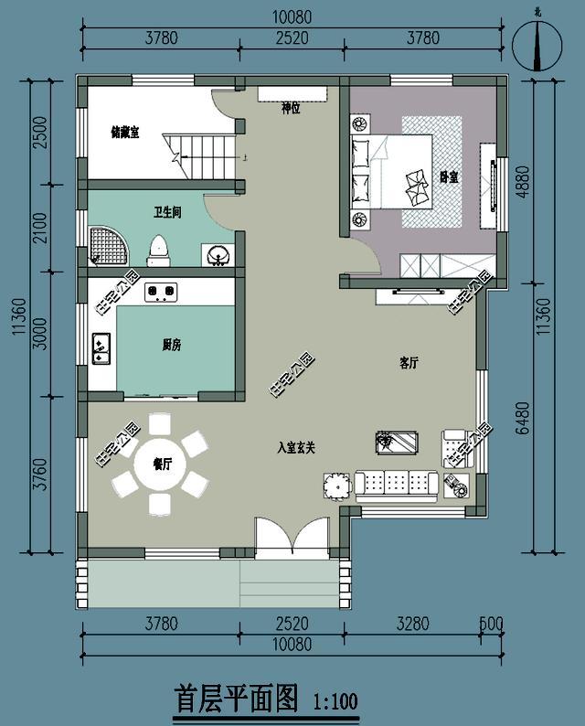 农村建房做民宿,10米x11米层层露台,这个平面图方案就
