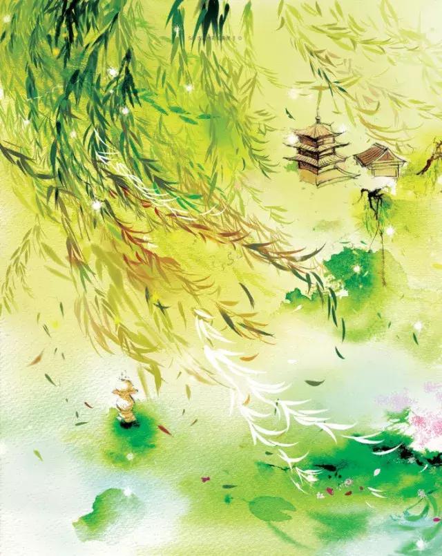 古风美景 水彩插画 | 林花扫更落,径草踏还生